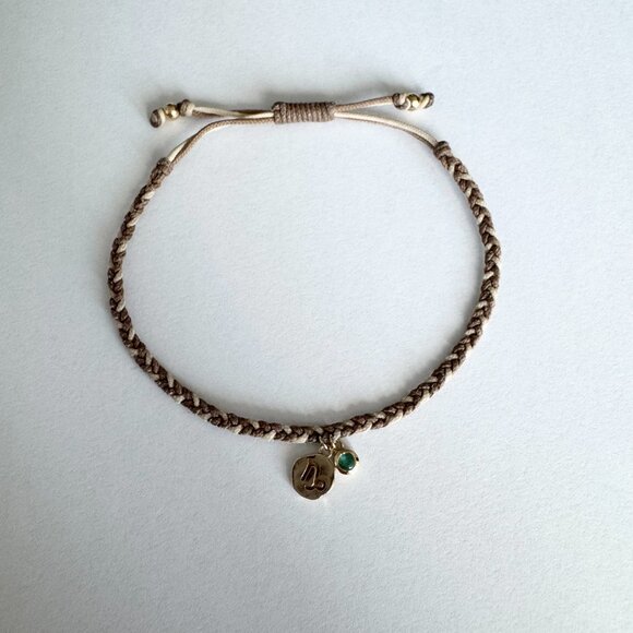 bluboho Capricorn Zodiac Cord Bracelet — Emerald + 10k Gold Charm - Picture 2 of 7